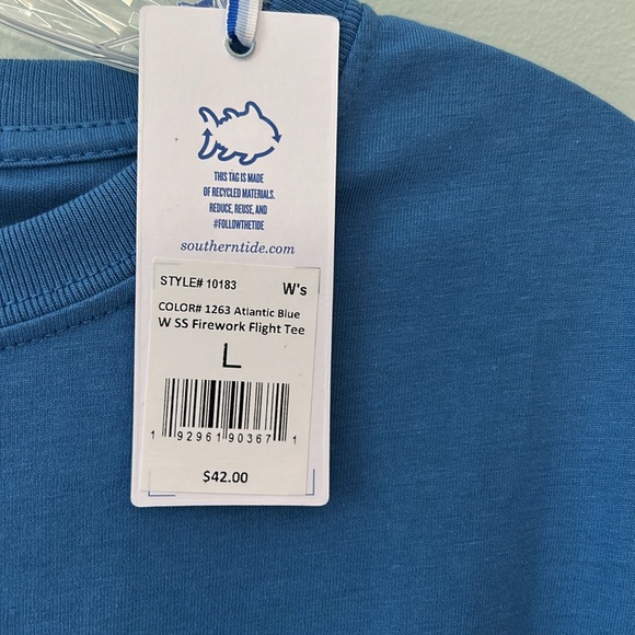 Southern Tide Large Tee Shirt Firework Flight Tee in Atlantic Blue NWT - Picture 12 of 12
